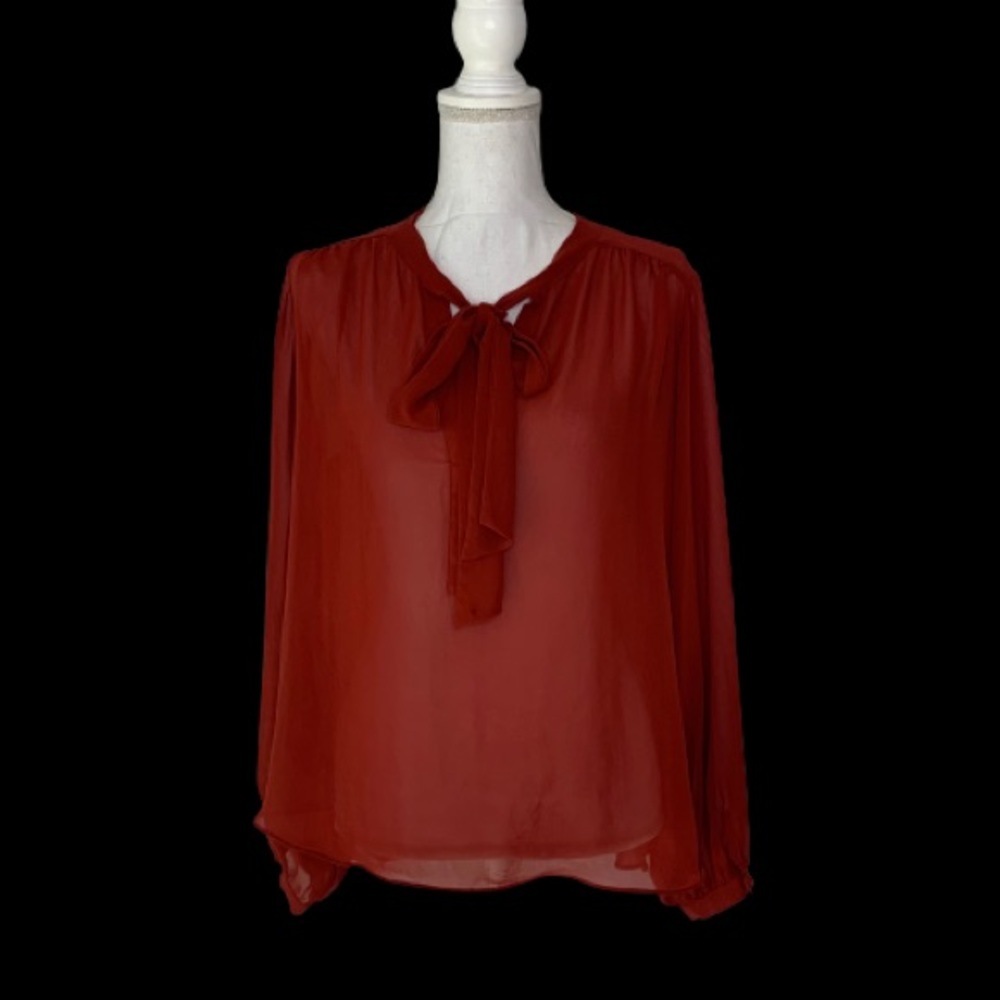 2 for $15Gibson orange chiffon tie blouse size Small